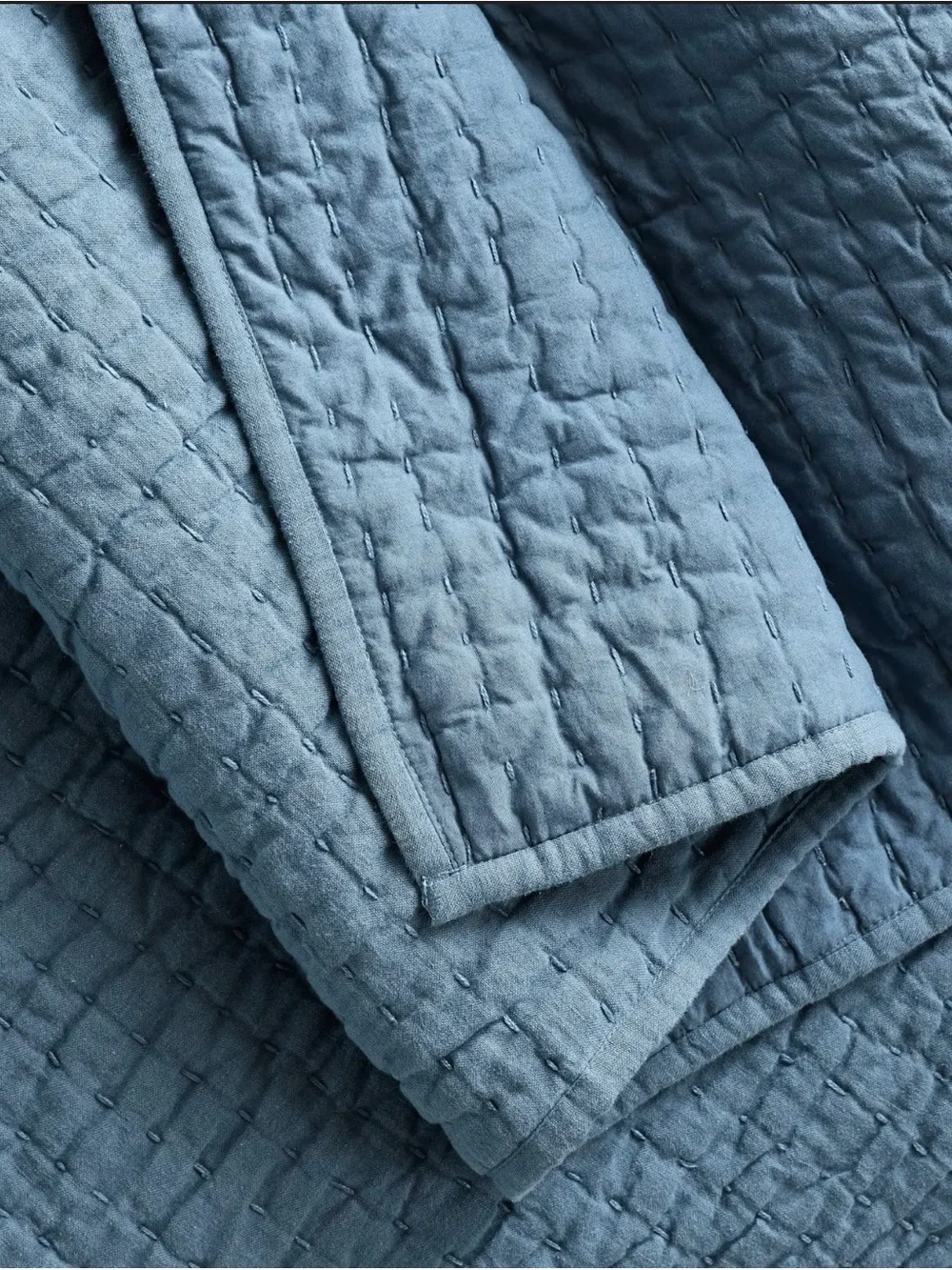 Quince European Linen and Cotton Stitch Quilt in Glacier Blue Full/Queen